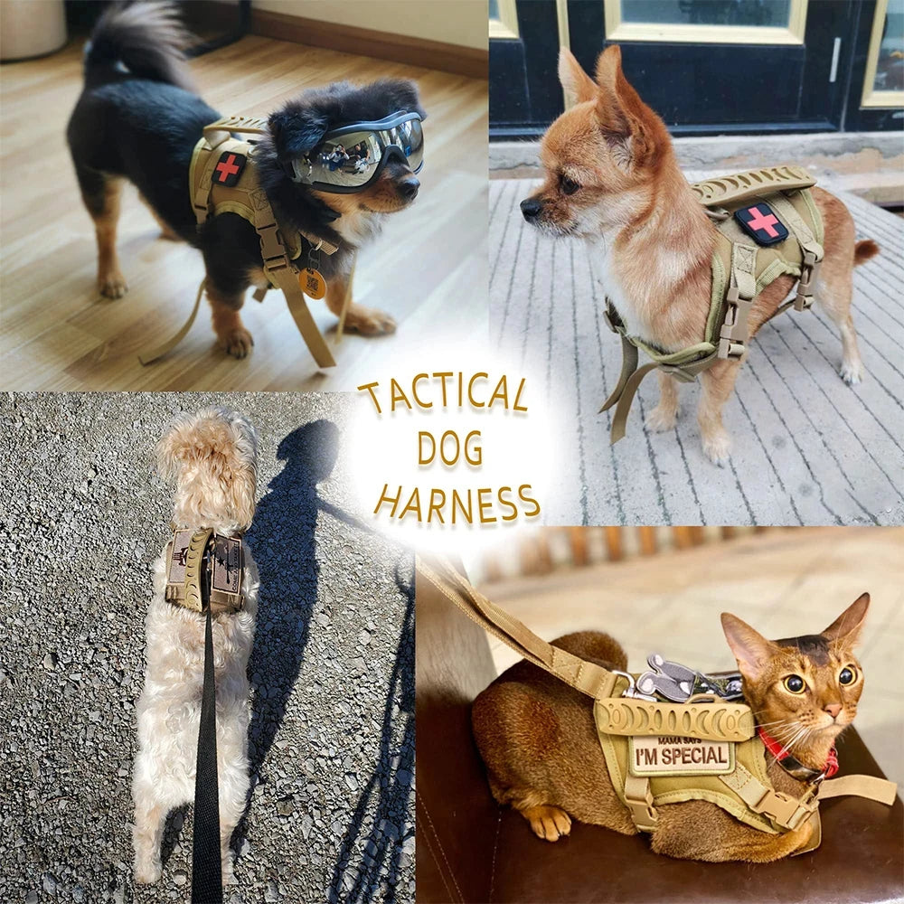 Tactical Adjustable Nylon Harness And Leash For Small Dogs