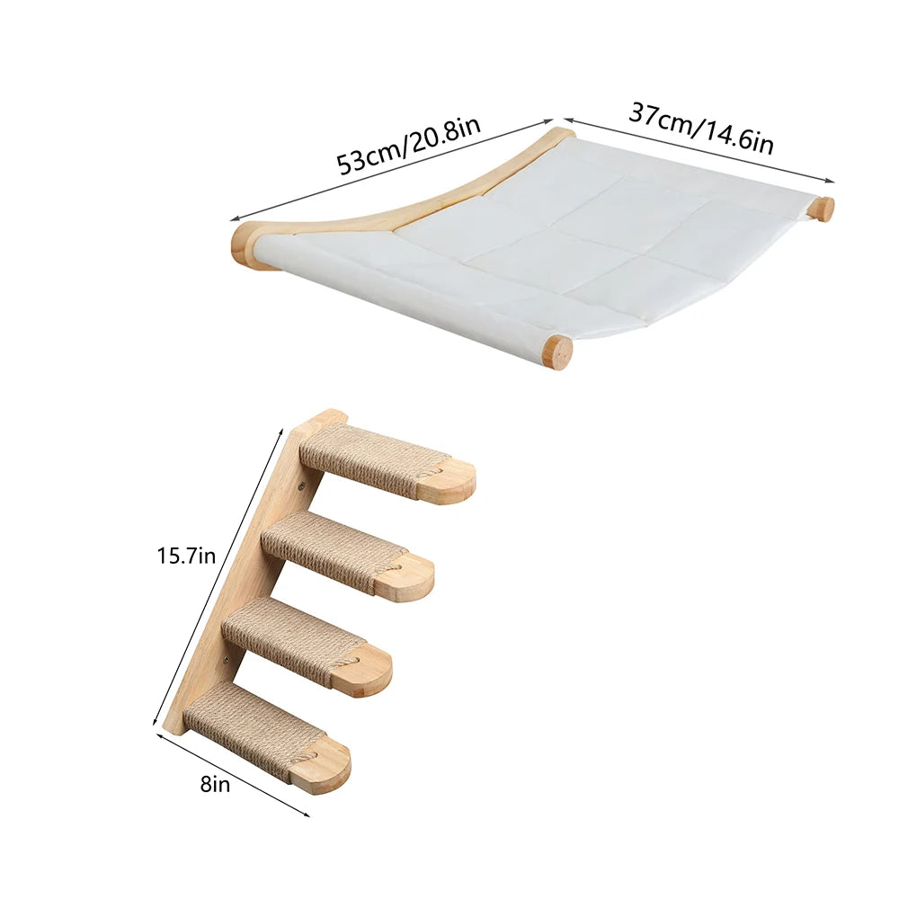 CWV Wall Mounted Cat Hammock With Climbing Shelves And Scratchers