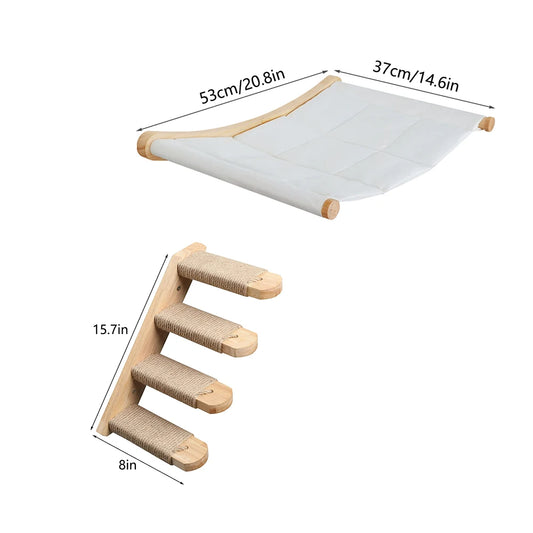 CWV Wall Mounted Cat Hammock With Climbing Shelves And Scratchers