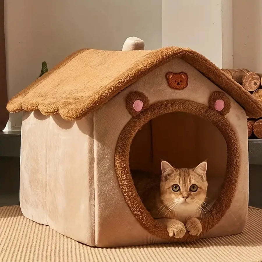 Foldable Washable Pet Cave Bed For Cats And Small Dogs