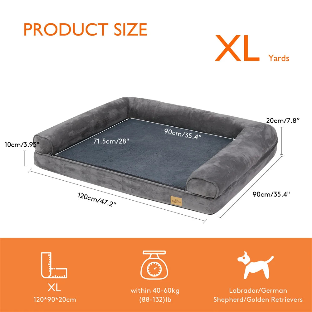 Borwart Orthopedic Memory Foam Dog Bed With Waterproof Plush Cover