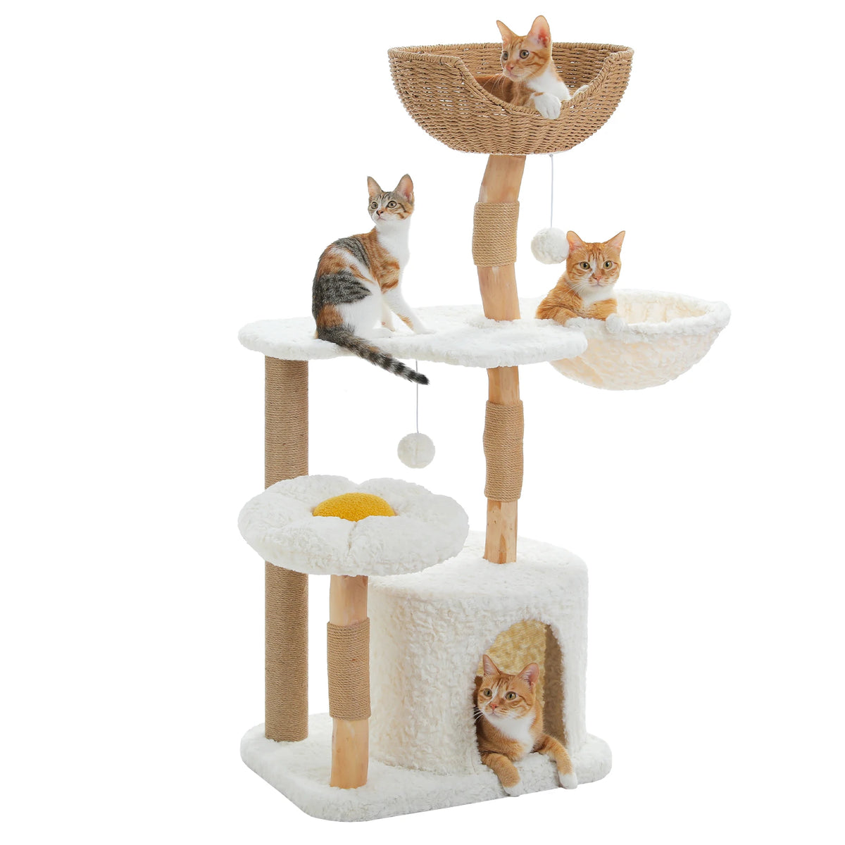 PAWZ Road Modern Cat Tree With Solid Wood Base And Hammock