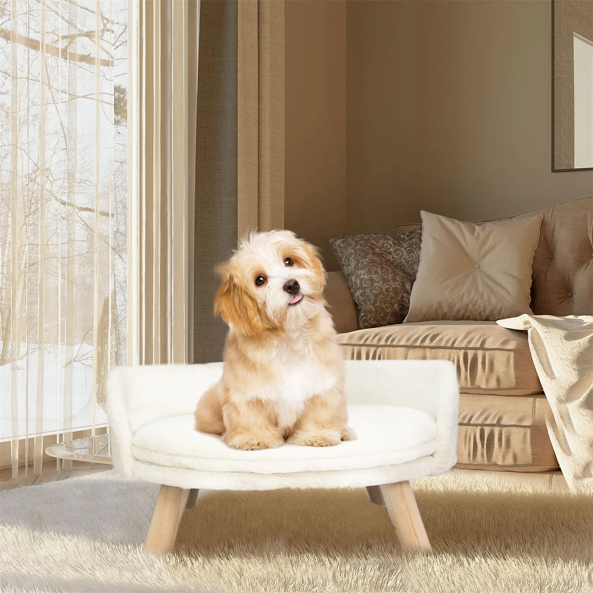 Bingopaw Raised Cat And Dog Sofa Bed With Removable Cushion