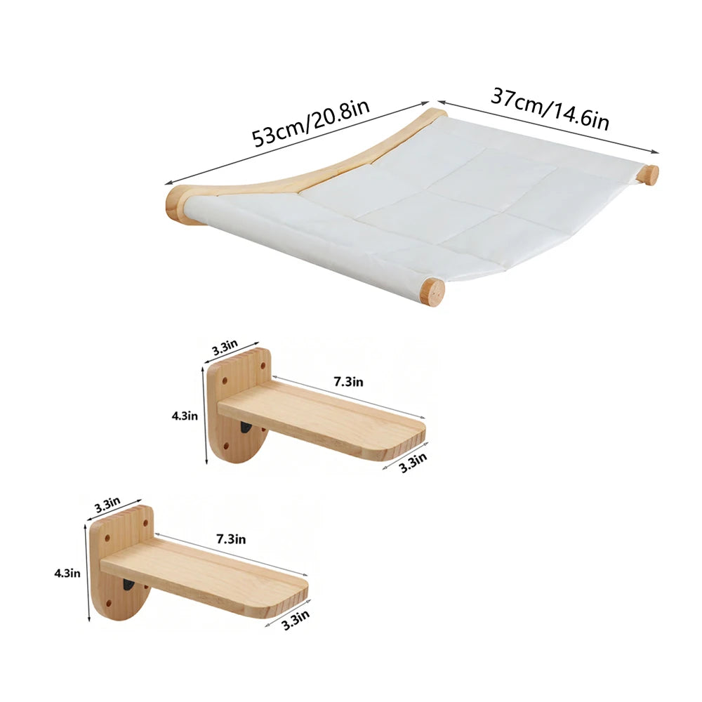 CWV Wall Mounted Cat Hammock With Climbing Shelves And Scratchers