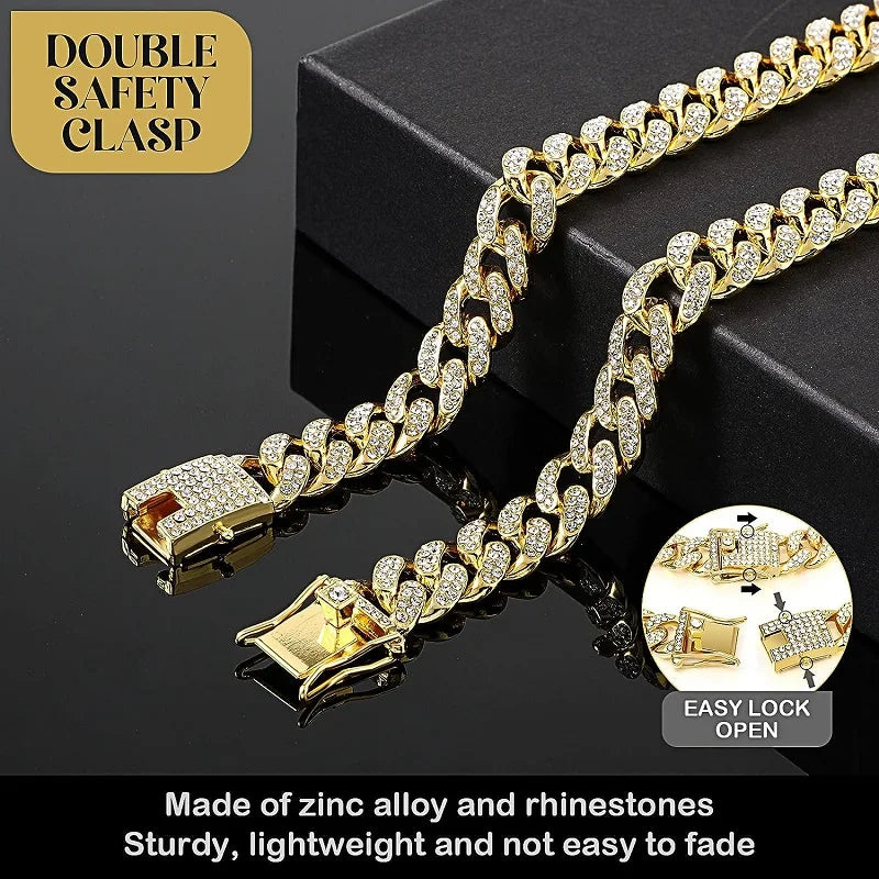 Jeweled Stainless Steel Chain Collar For Dogs And Cats