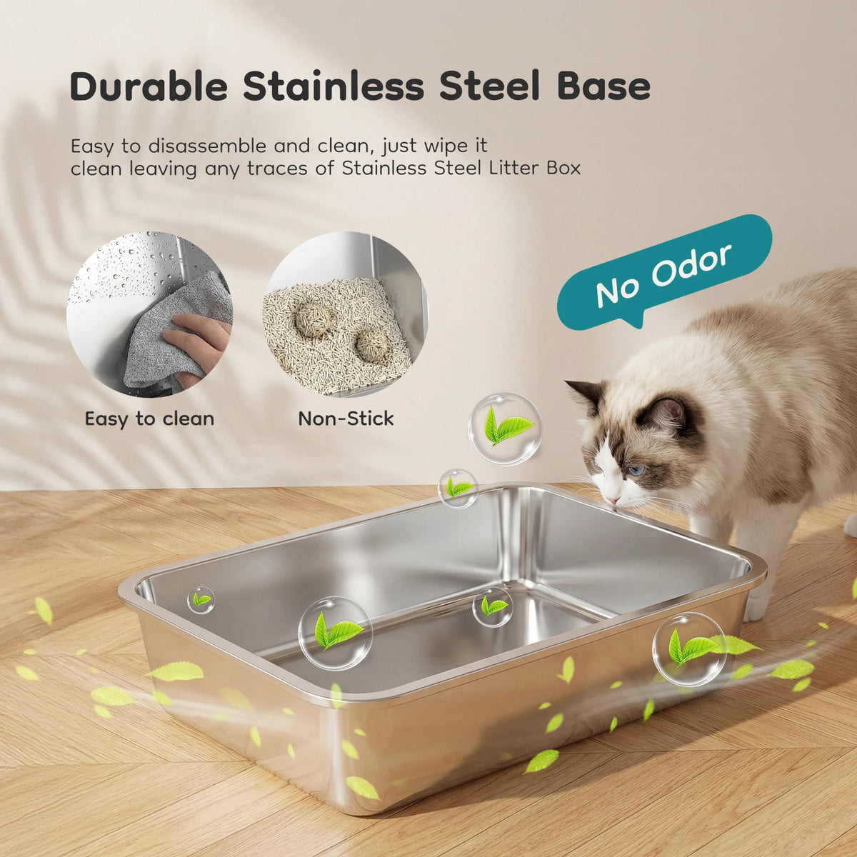 Stainless Steel Fully Enclosed Cat Litter Box With Scoop Included