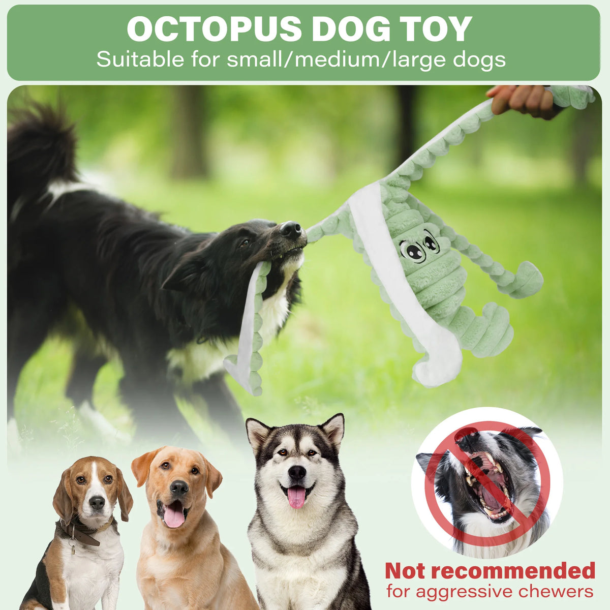 Octopus Squeaky Plush Dog Toy For Chewing And Dental Care