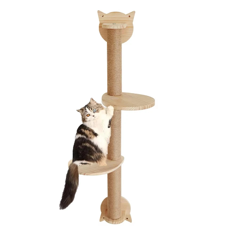 CWV Wall Mounted Cat Tree With Sisal Scratcher And Hammock