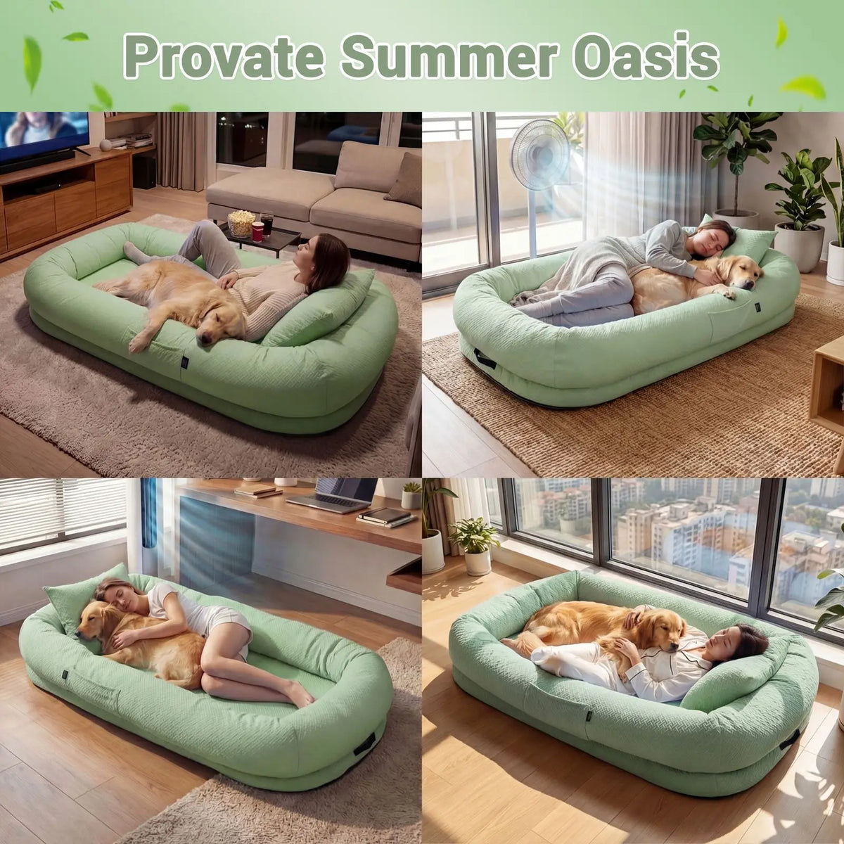 Cooling Breathable Washable Lounger Bed for Dogs and People