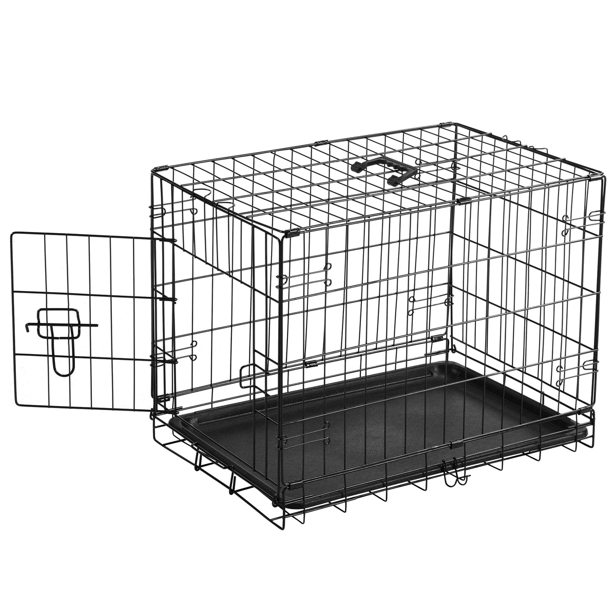 JHK Single Door Folding Metal Dog Kennel Leak Proof Tray