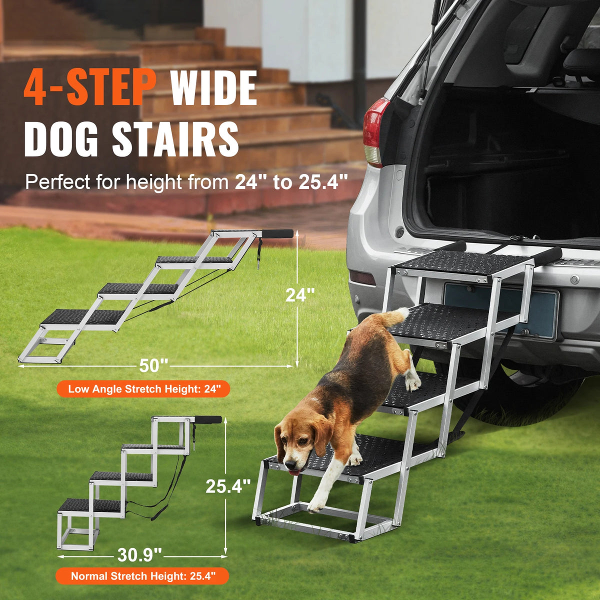 SucceBuy Lightweight Aluminum Folding Pet Car Steps For Dogs