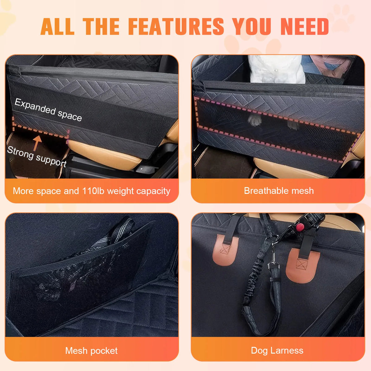 Waterproof Nonslip Dog Back Seat Cover For All Vehicles