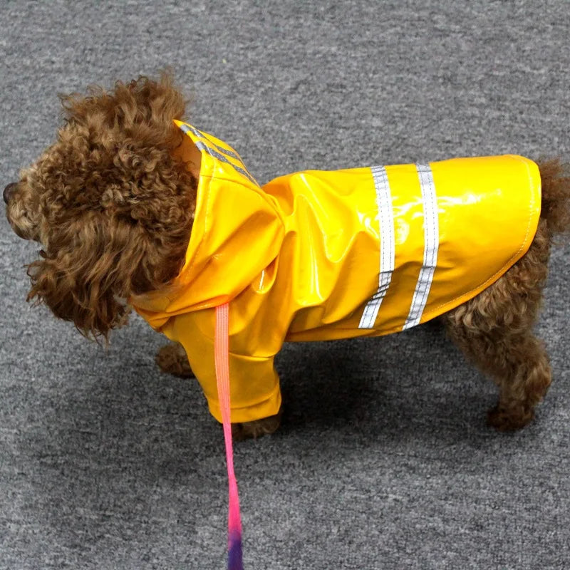 Reflective PU Waterproof Hooded Rain Coat For Dogs And Cats