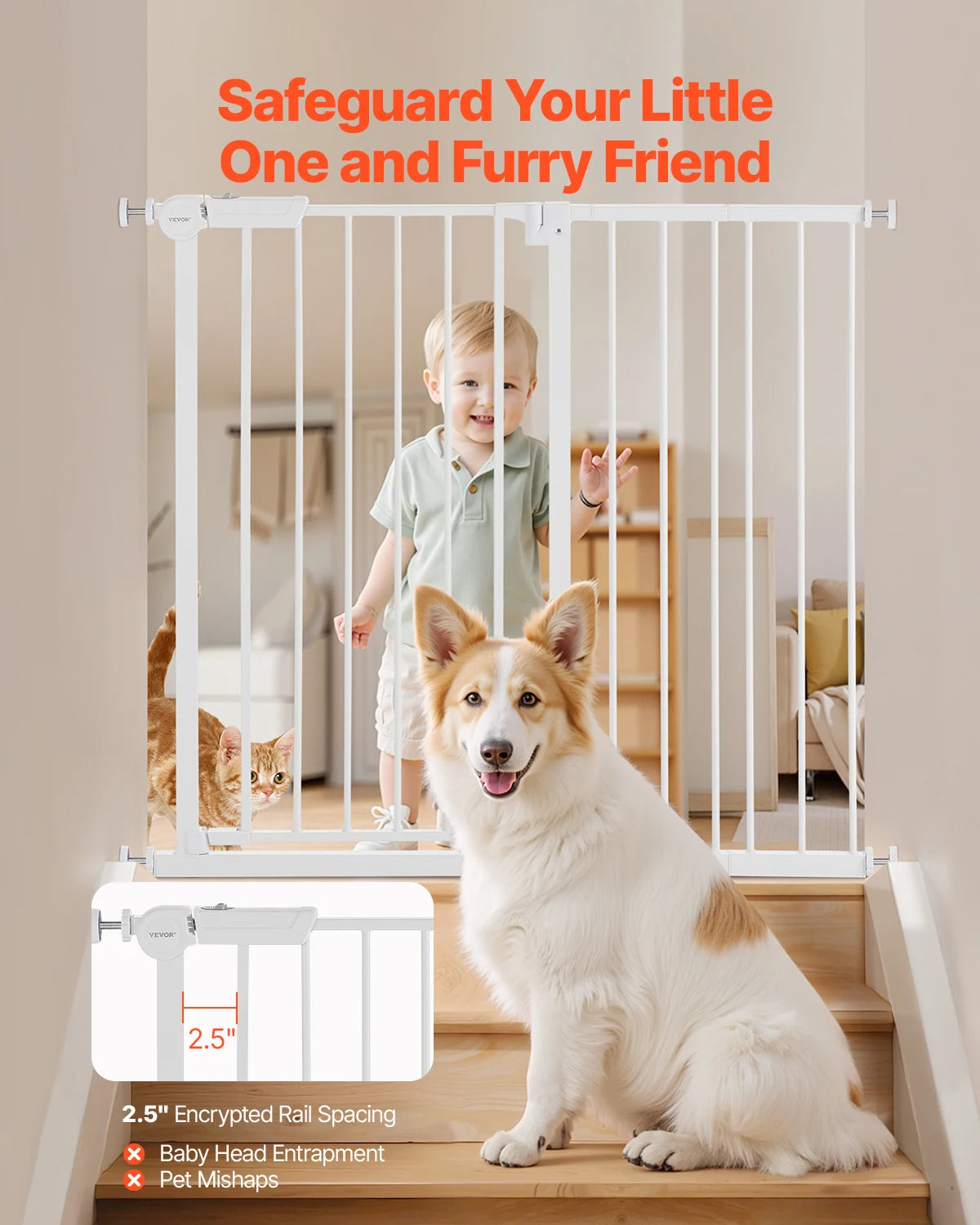 SucceBuy Easy Step Pressure Mount Baby Gate For Home Safety