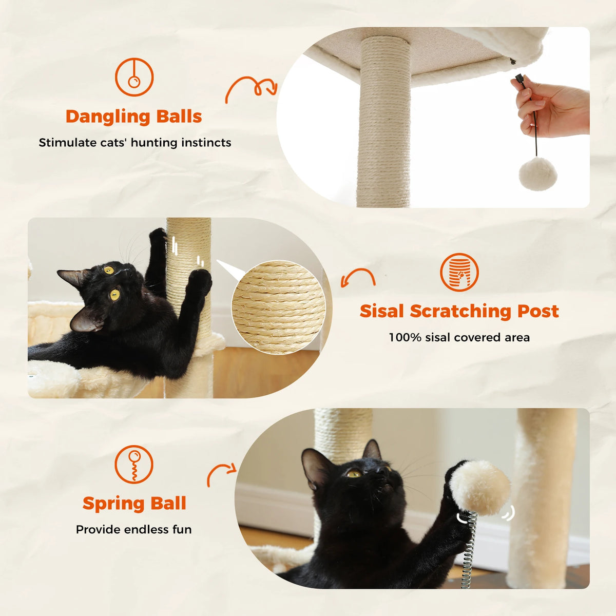 PAWZ Road Multi Level Wooden Cat Tree With Cozy Hammock