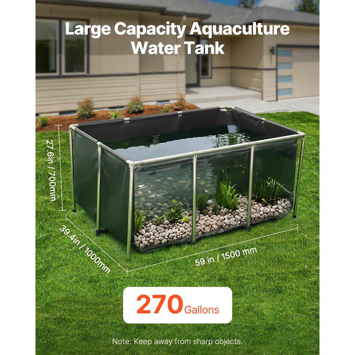 SucceBuy Rectangular Canvas Fish Pond With Clear Viewing Panel