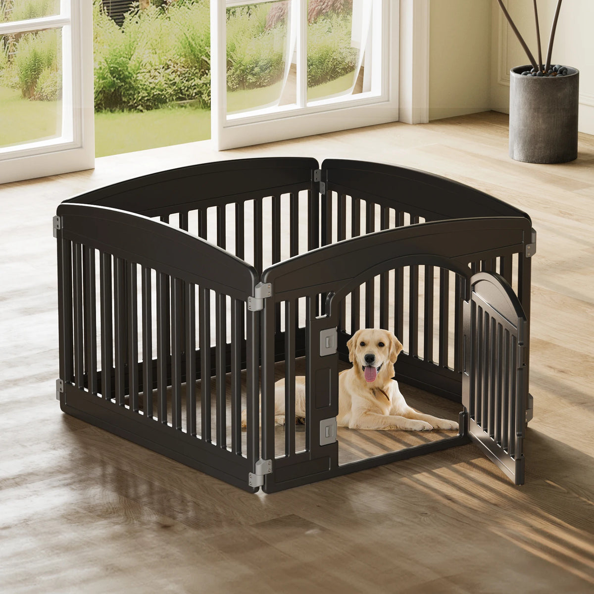 JHK Plastic Foldable Six Panel Dog Playpen Portable Pet Fence