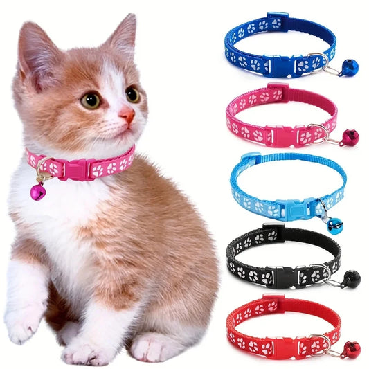 Comfortable Adjustable Cat Collar With Bell And Ribbon Details