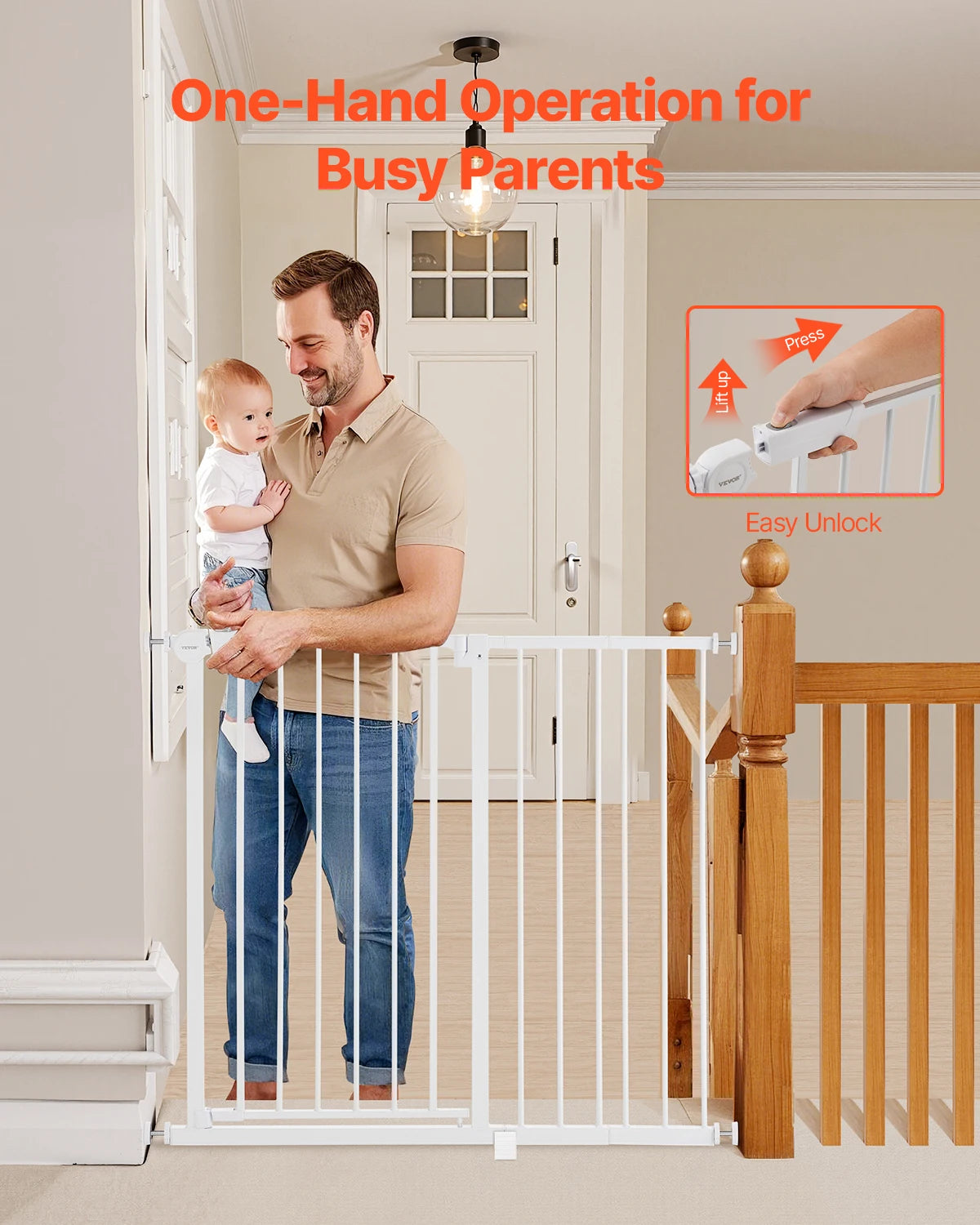 SucceBuy Easy Step Pressure Mount Baby Gate For Home Safety