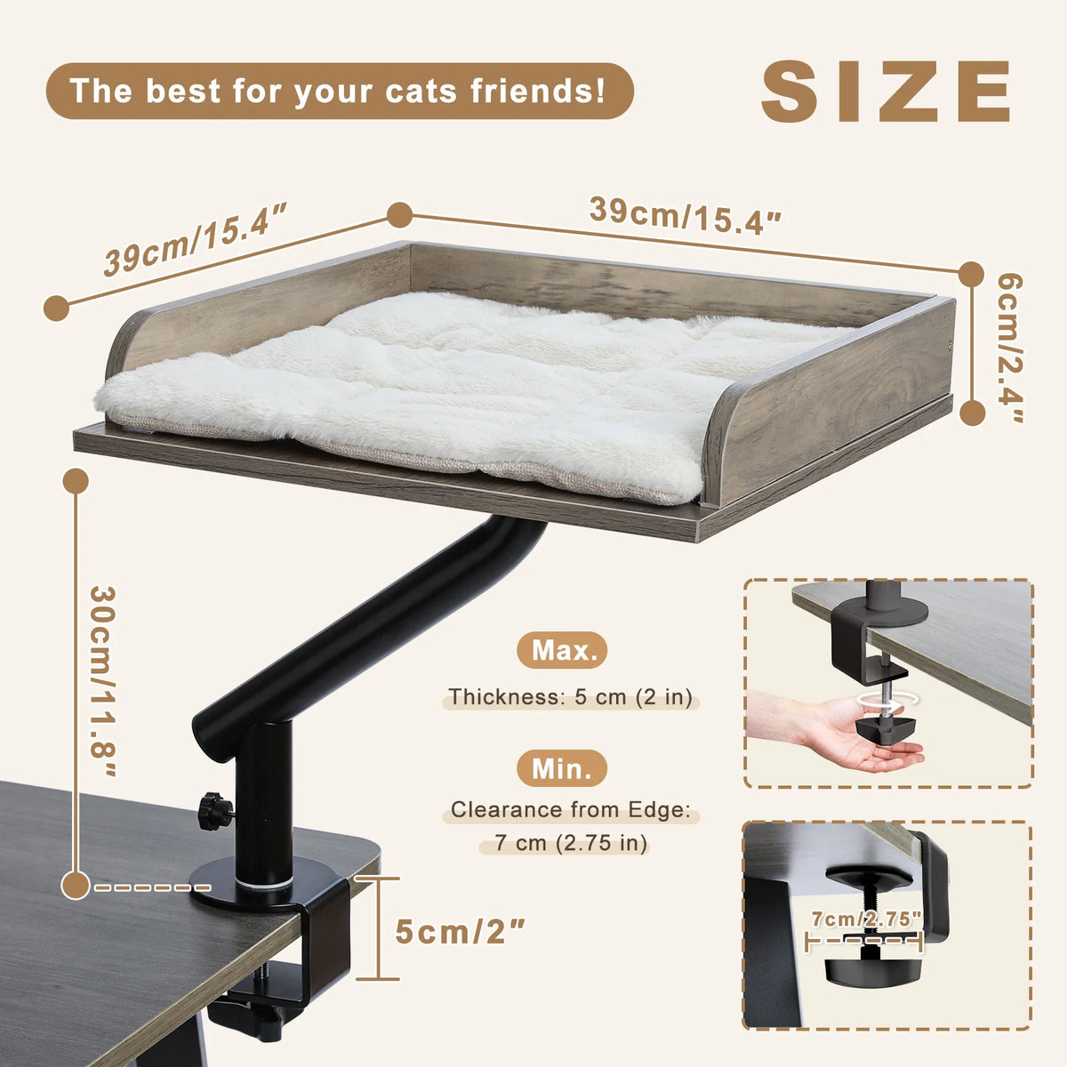 Pawz Road Plush Indoor Adjustable 360 Rotatable Cat Bed