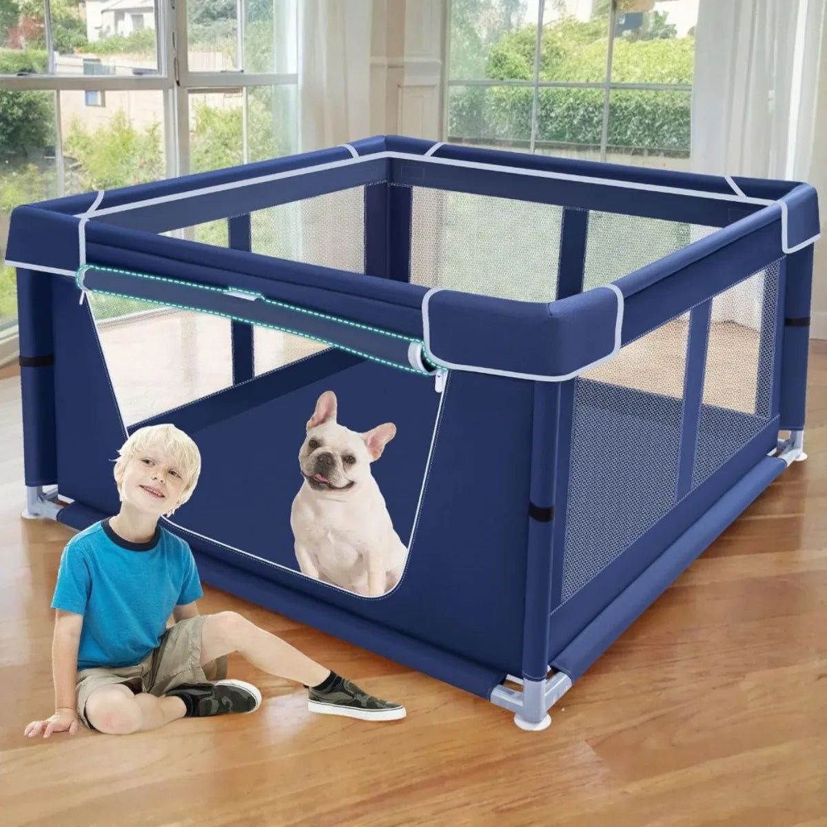 XIUWO Indoor Outdoor Puppy Playpen With Gate For Small Dogs