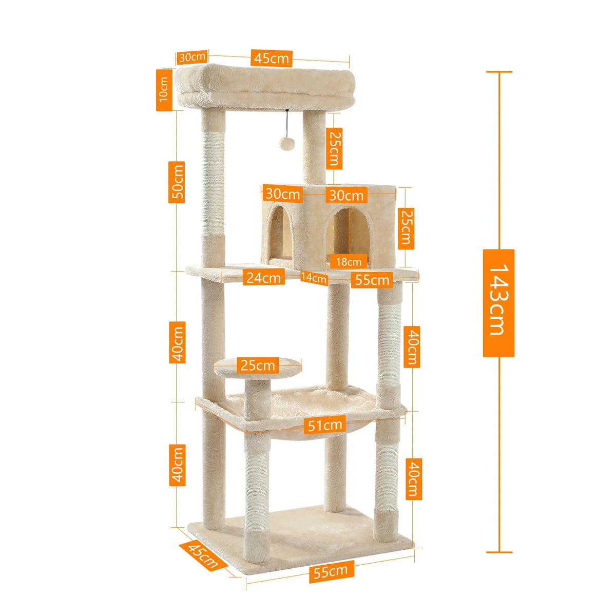 PAWZ Road Five Tier Cat Tower With Sisal Scratching Posts