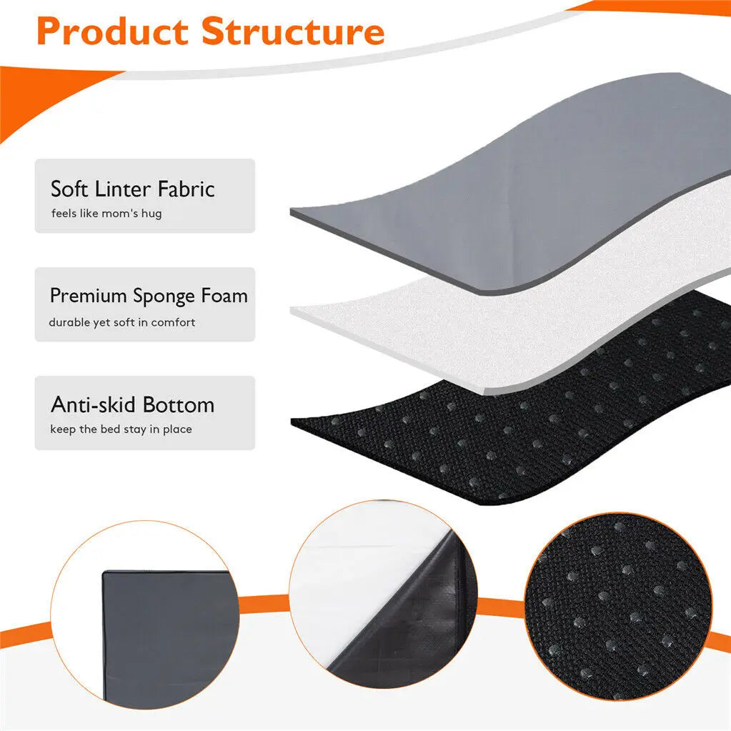 Orthopedic Memory Foam Dog Bed With Washable Waterproof Cotton Cover